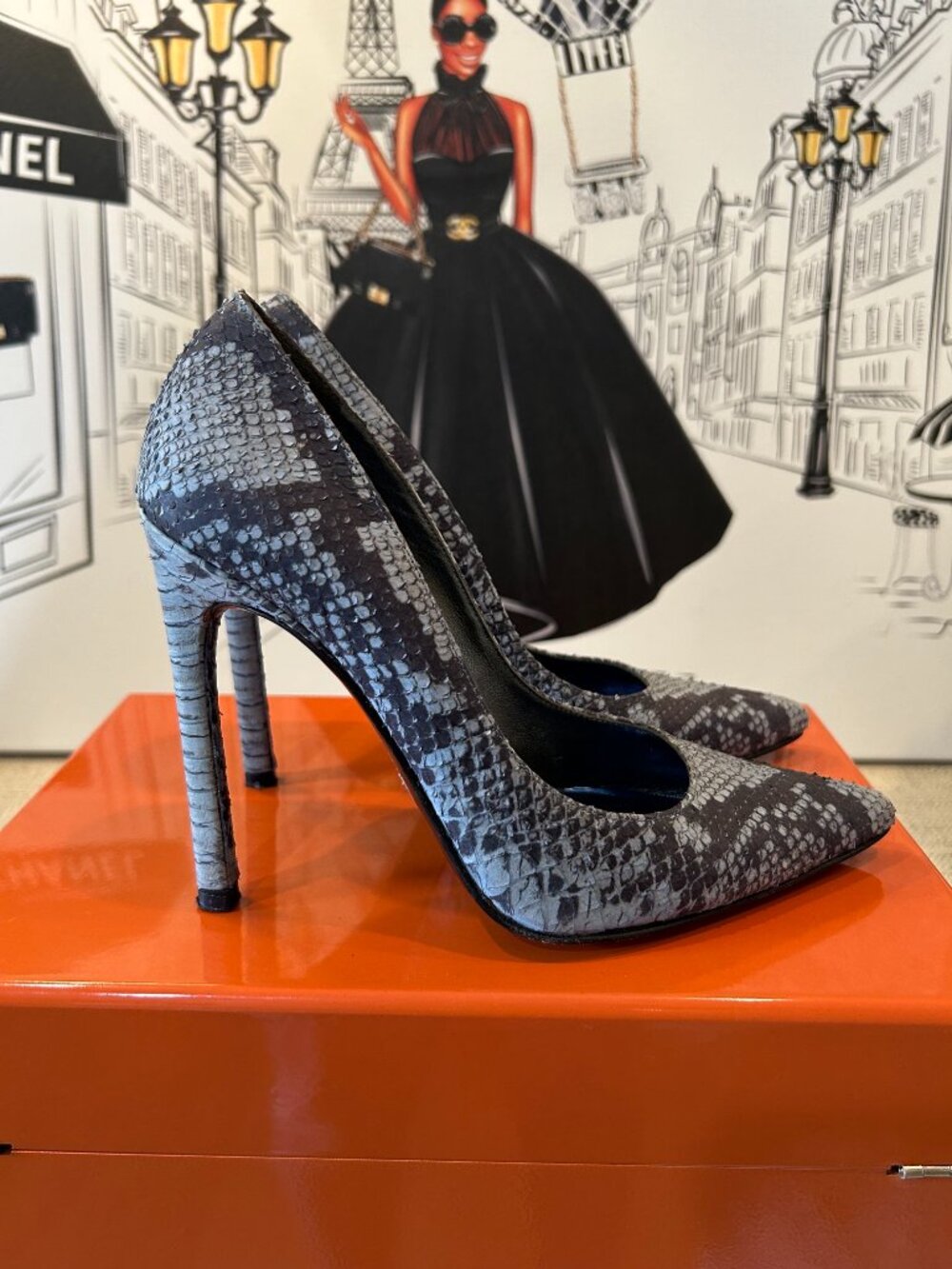 Stuart Weitzman Pointed-Toe Python Stiletto